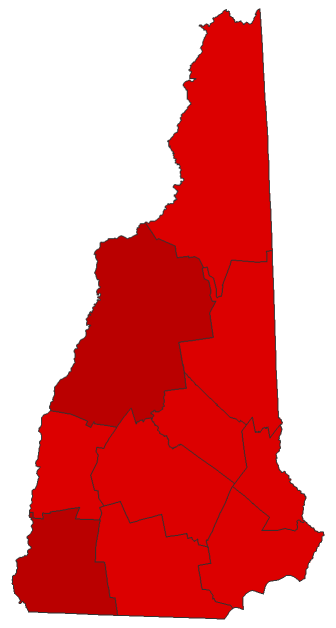 2012 Gubernatorial General Election - New Hampshire Election County Map