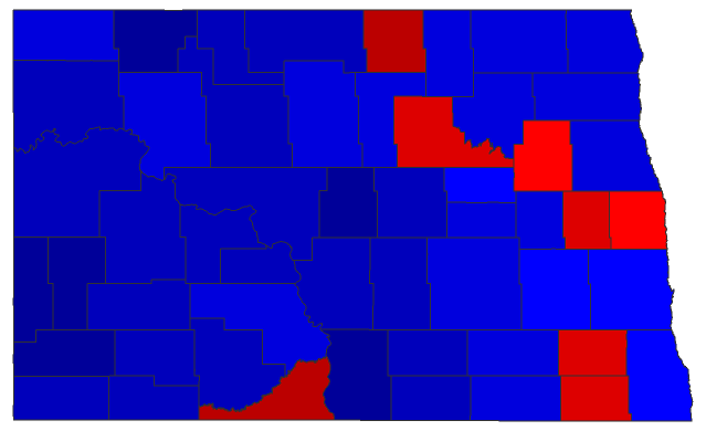 2014 Representative General Election - North Dakota Election County Map
