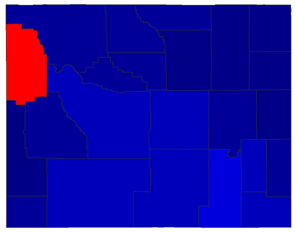 2014 Representative General Election - Wyoming Election County Map