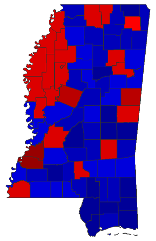 2014 Senatorial General Election - Mississippi Election County Map
