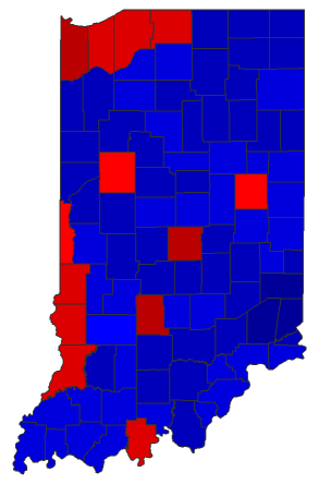 2016 Gubernatorial General Election - Indiana Election County Map
