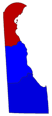 2016 Representative General Election - Delaware Election County Map