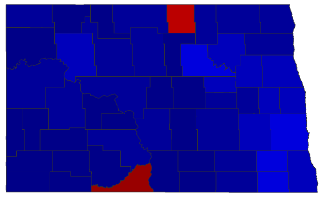 2016 Representative General Election - North Dakota Election County Map