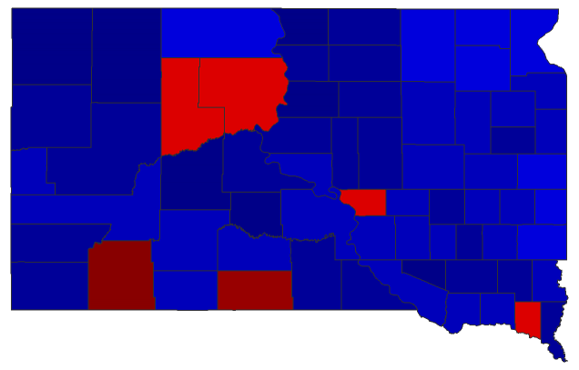 2016 Representative General Election - South Dakota Election County Map
