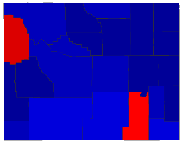2016 Representative General Election - Wyoming Election County Map