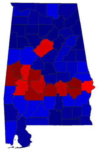 2016 Presidential General Election - Alabama Election County Map
