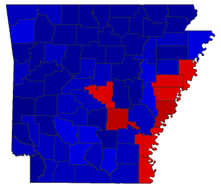 2016 Presidential General Election - Arkansas Election County Map