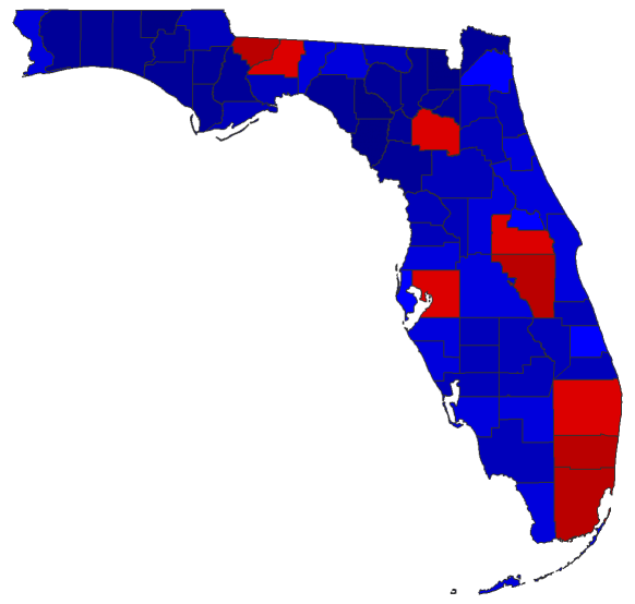 2016 Presidential General Election - Florida Election County Map