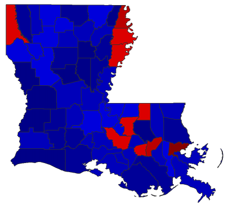 2016 Presidential General Election - Louisiana Election County Map