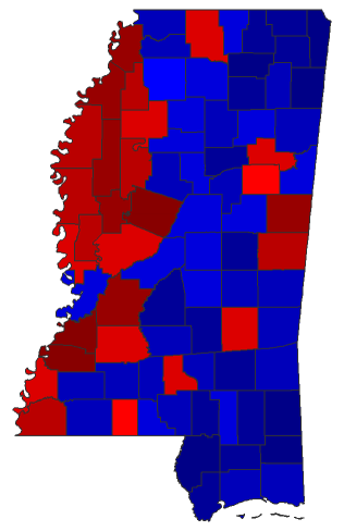 2016 Presidential General Election - Mississippi Election County Map