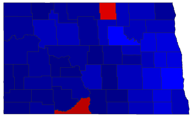 2016 Presidential General Election - North Dakota Election County Map