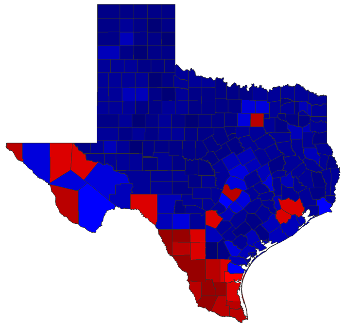 2016 Presidential General Election - Texas Election County Map