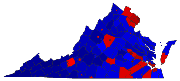 2016 Presidential General Election - Virginia Election County Map