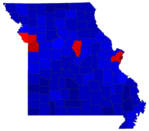 2016 Senatorial General Election - Missouri Election County Map