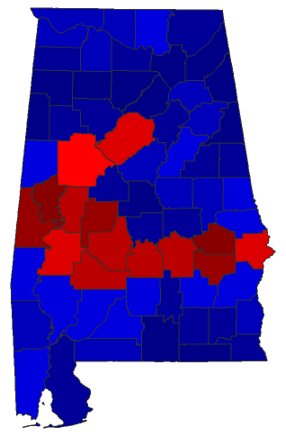 2018 Gubernatorial General Election - Alabama Election County Map