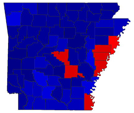 2018 Gubernatorial General Election - Arkansas Election County Map