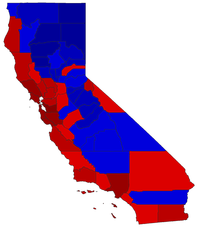 2018 Gubernatorial General Election - California Election County Map
