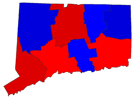 2018 Gubernatorial General Election - Connecticut Election County Map