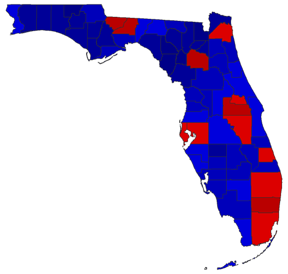 2018 Gubernatorial General Election - Florida Election County Map