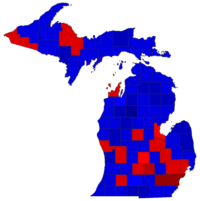2018 Gubernatorial General Election - Michigan Election County Map