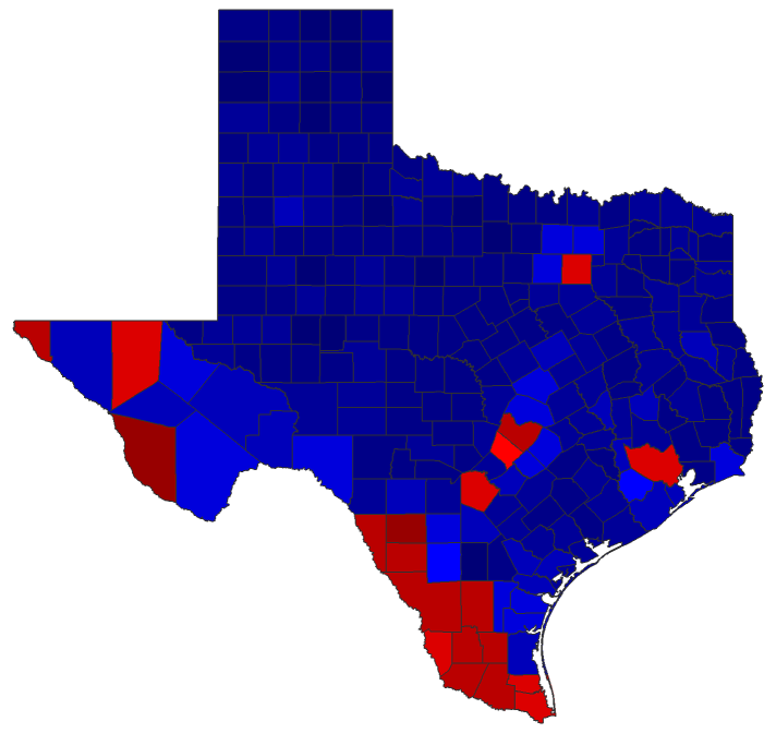 2018 Gubernatorial General Election - Texas Election County Map