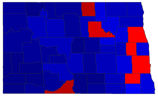 2018 Representative General Election - North Dakota Election County Map