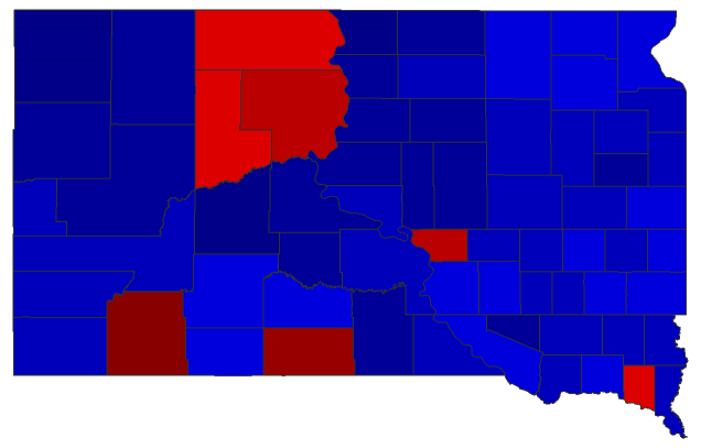 2018 Representative General Election - South Dakota Election County Map