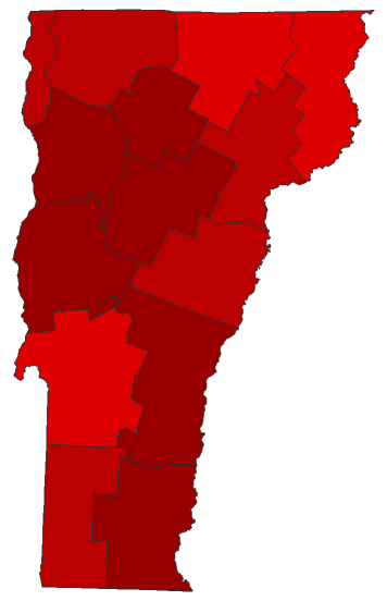 2018 Representative General Election - Vermont Election County Map