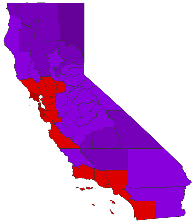 2018 Senatorial General Election - California Election County Map
