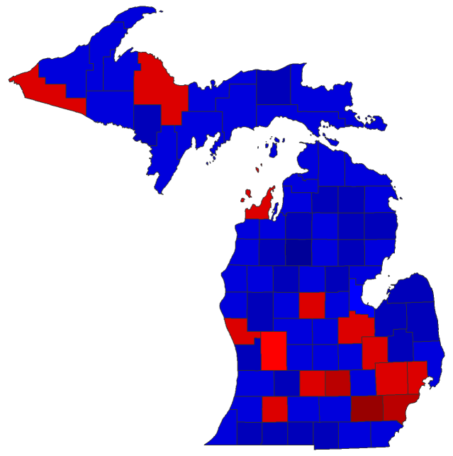 2018 Senatorial General Election - Michigan Election County Map