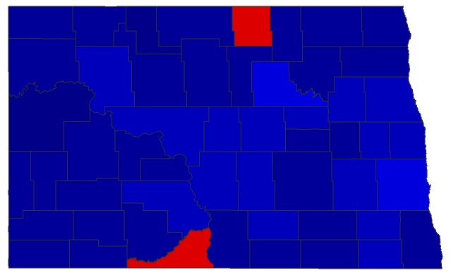 2020 Gubernatorial General Election - North Dakota Election County Map