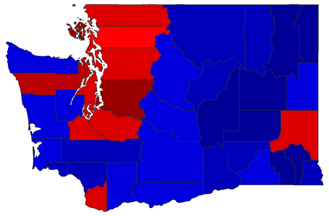 2020 Gubernatorial General Election - Washington Election County Map