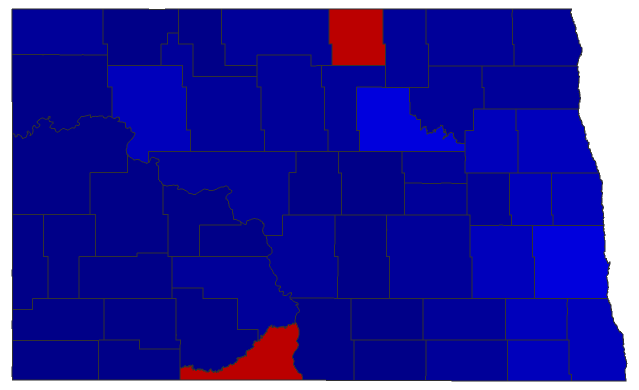2020 Representative General Election - North Dakota Election County Map