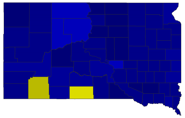 2020 Representative General Election - South Dakota Election County Map