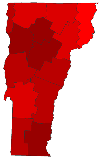 2020 Representative General Election - Vermont Election County Map
