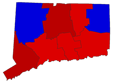 2020 Presidential General Election - Connecticut Election County Map
