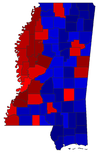 2020 Presidential General Election - Mississippi Election County Map