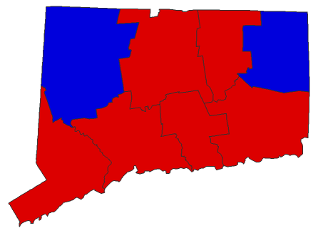 2022 Gubernatorial General Election - Connecticut Election County Map
