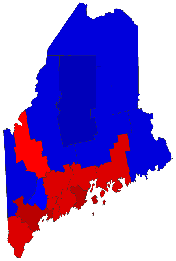 2022 Gubernatorial General Election - Maine Election County Map