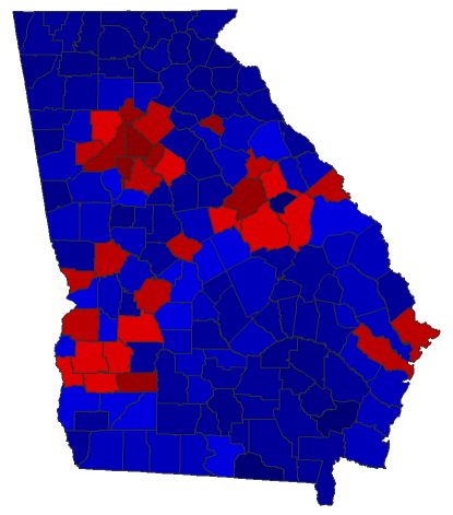 2022 Senatorial General Election - Georgia Election County Map