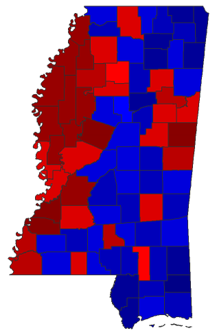 2023 Gubernatorial General Election - Mississippi Election County Map