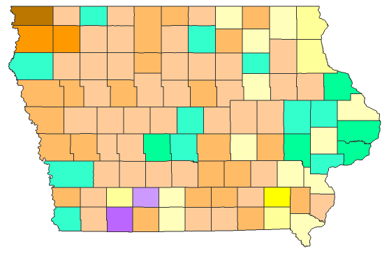 2012 Presidential Republican Caucus - Iowa Election County Map