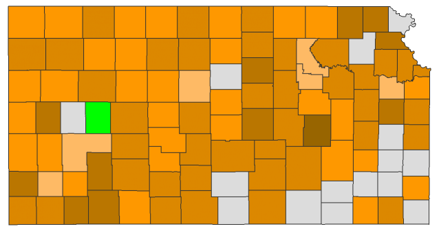 2012 Presidential Republican Caucus - Kansas Election County Map