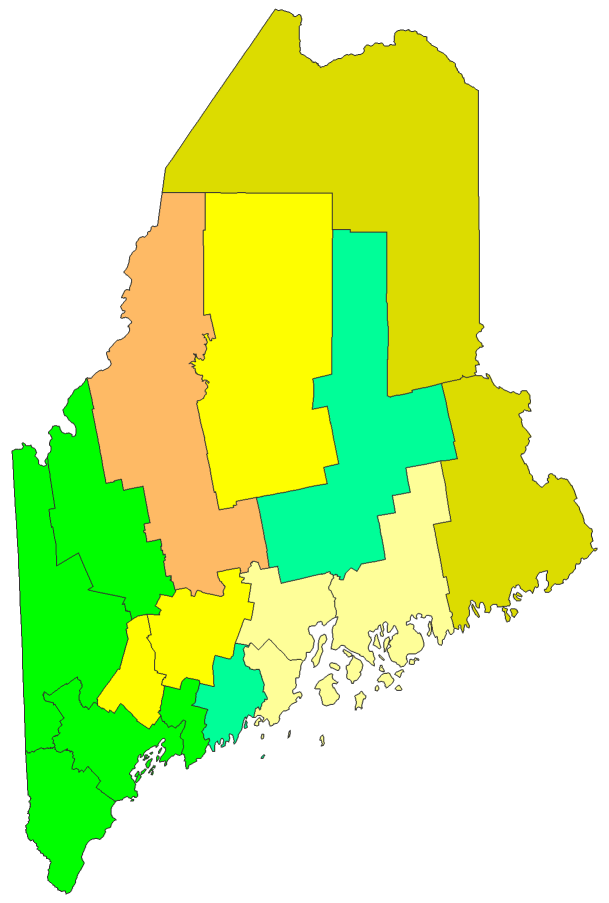 2012 Presidential Republican Caucus - Maine Election County Map