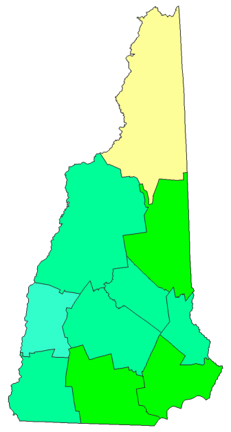 2012 Presidential Republican Primary - New Hampshire Election County Map