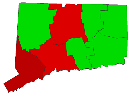 2016 Presidential Democratic Primary - Connecticut Election County Map