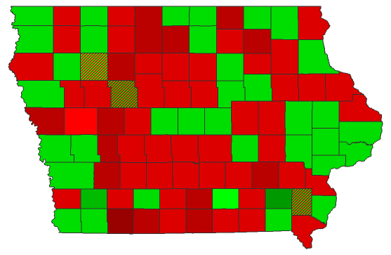 2016 Presidential Democratic Caucus - Iowa Election County Map