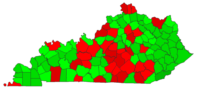 2016 Presidential Democratic Primary - Kentucky Election County Map