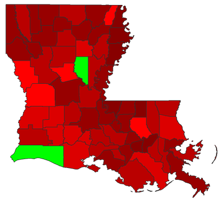 2016 Presidential Democratic Primary - Louisiana Election County Map