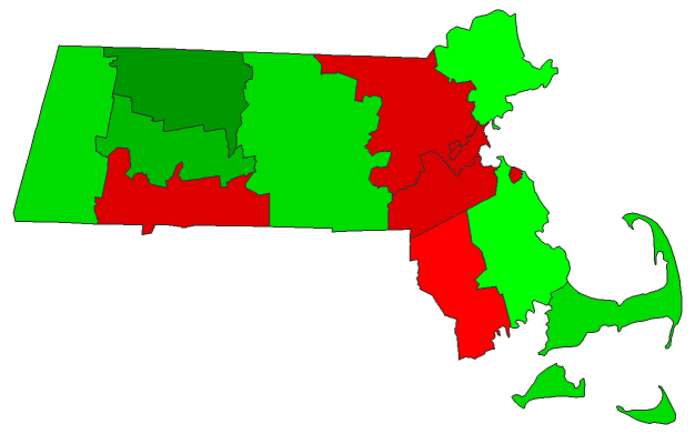 2016 Presidential Democratic Primary - Massachusetts Election County Map